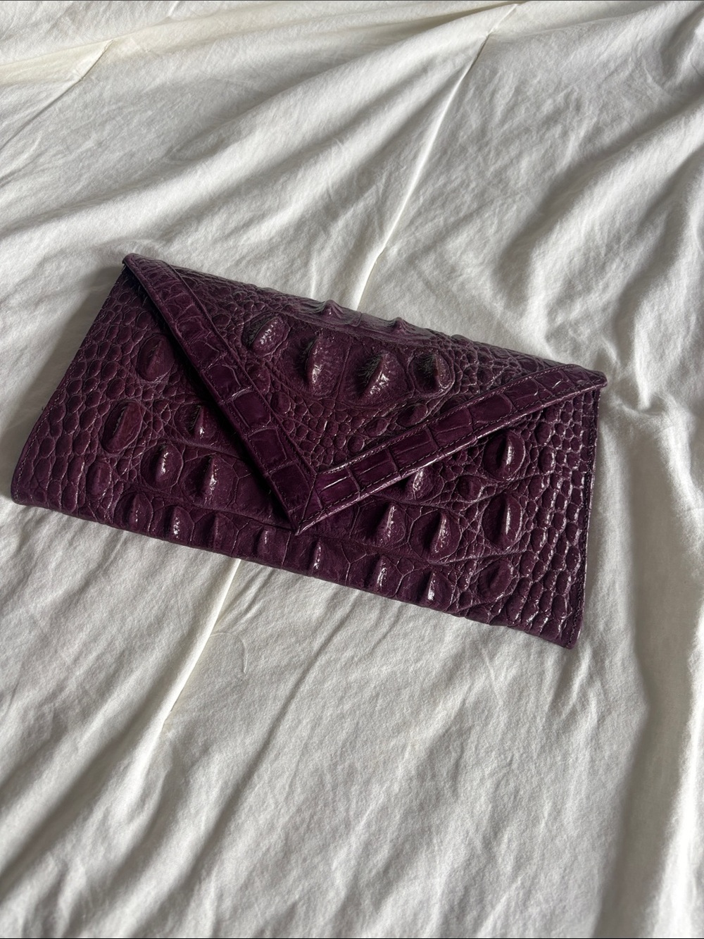 Veari purple crocodile clutch